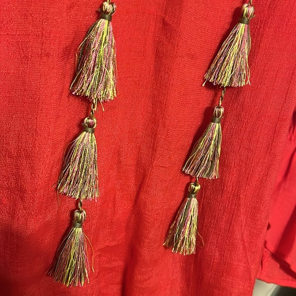 Zac and Rachel XL Red w/ gold tassel boho style blouse. - Picture 3 of 3